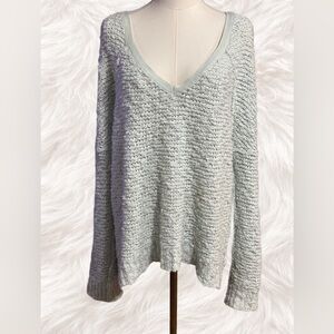Free People Slouchy Relaxed Oversized Knit Sweater V-Neck Cozy Textured S